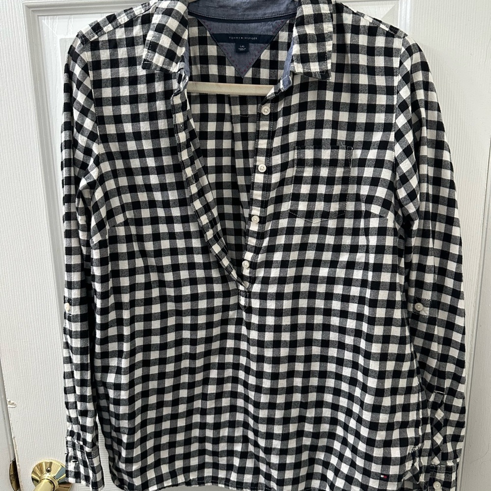 Tommy Hilfiger Black and White Checkered Shirt